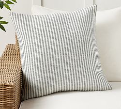 Open Box: Performance Petite Striped Outdoor Pillow, Charcoal, 24"