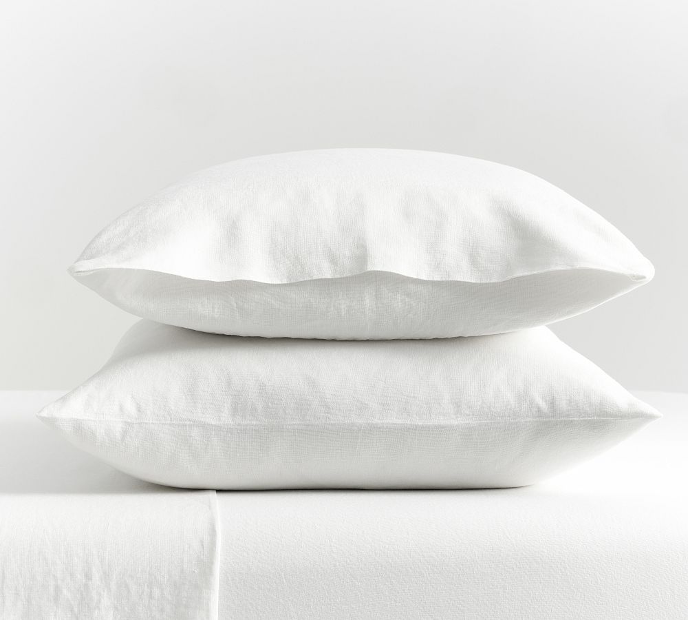 Belgian Flax Linen Classic Pillowcases - Set of 2 - White, Standard, Set of 2