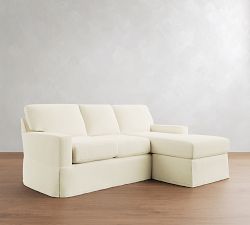 Buchanan Modern Square Arm Slipcovered Reversible Chaise Sectional