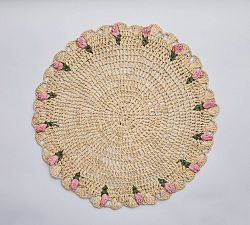 Open Box: Tulip Edged Handwoven Placemats, Set of 4 - Pink