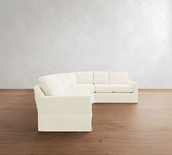 Buchanan Modern Square Arm Slipcovered 3-Piece L-Shaped Curved Wedge Sectional (98")