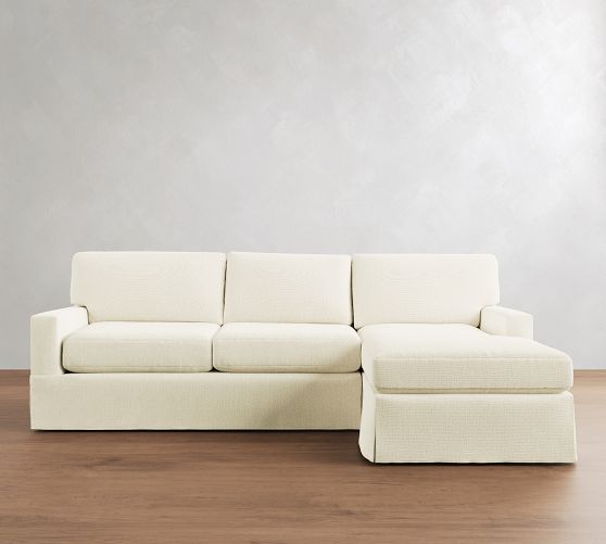 Buchanan Modern Square Arm Slipcovered Chaise Sectional (91") by Pottery Barn