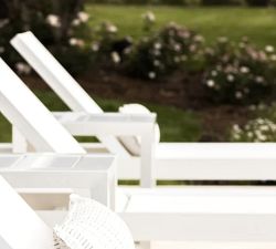 Canva Metal Sling Outdoor Single Chaise Lounge with Wheels