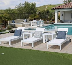 Canva Metal Sling Outdoor Single Chaise Lounge with Wheels