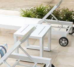 Canva Metal Sling Outdoor Single Chaise Lounge with Wheels