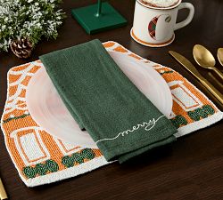 Gingerbread House Handcrafted Beaded Placemats, Set of 4