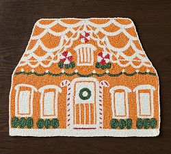 Gingerbread House Handcrafted Beaded Placemats, Set of 4