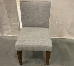 Open Box: Classic Upholstered Dining Side Chair - Performance Chateau Basketweave Light Gray, Espresso Leg