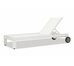 Canva Metal Sling Outdoor Single Chaise Lounge with Wheels