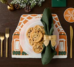Gingerbread House Handcrafted Beaded Placemats, Set of 4