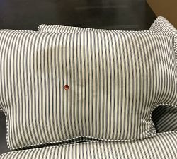 Open Box: Buchanan Square Arm Upholstered Swivel Armchair - Vintage Pinstripe Navy