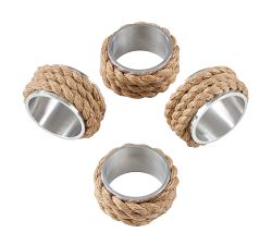 Rope Covered Napkin Ring, Set of 4
