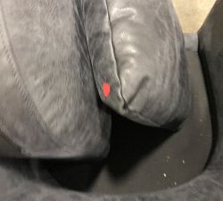 Open Box: Ayden Barrel Leather Swivel Armchair, Polyester Wrapped Cushions - Navy Keystone