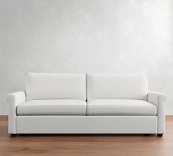 Open Box: Cameron Modern Roll Arm Sofa, Grand Sofa, 98", 2-Seater - Performance Twill Warm White