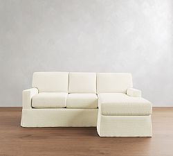 Buchanan Modern Square Arm Slipcovered Reversible Chaise Sectional