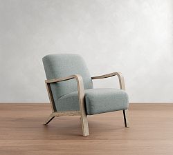 Open Box: Atwood Chair - Performance Heathered Basketweave Chambray, Seadrift Finish