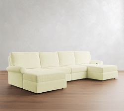 PB Comfort Modern Roll Arm Power Reclining Double Chaise Sectional (148"-176")
