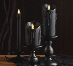 Premium Flickering Flameless Black Drip Taper Candle