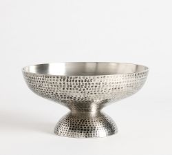 Silver Hammered Decorative Pedestal Bowl