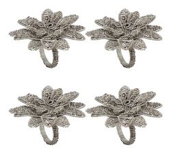 Beaded Flower Napkin Ring, Set of 4