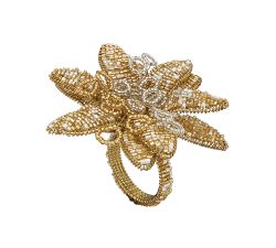 Beaded Flower Napkin Ring, Set of 4