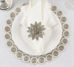 Beaded Flower Napkin Ring, Set of 4