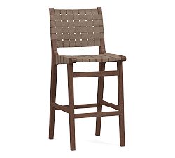 Open Box: Fenton Woven Leather Bar Stool, 30" - Legacy Taupe, Coffee Bean Finish