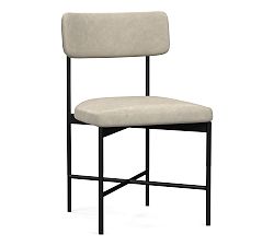 Open Box: Maison Leather Dining Chair - Statesville Pebble, Antique Bronze Legs