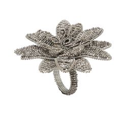 Beaded Flower Napkin Ring, Set of 4