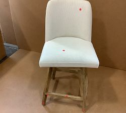 Open Box: Layton Upholstered Swivel Counter Stool (25.5") - Performance Heathered Basketweave Alabaster, Seadrift Legs