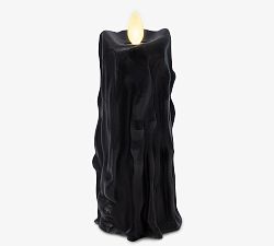 Open Box: Premium Flickering Flameless  Pillar Candle, Large - Black Drip