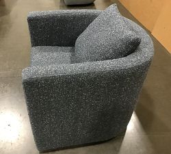 Open Box: Ayden Upholstered Barrel Arm Swivel Chair (32"), Individual - Luxe Boucle, Slate