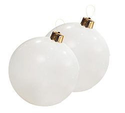 Open Box: Decorative Holiballs, 30" Diam., Set of 2 - Frosty White