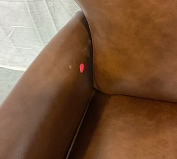 Open Box: Irving Roll Arm Leather Swivel Recliner, With Nailheads - Statesville Molasses