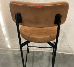 Open Box: Maison Leather Counter Height Stool - Nubuck Camel, Antique Bronze Leg
