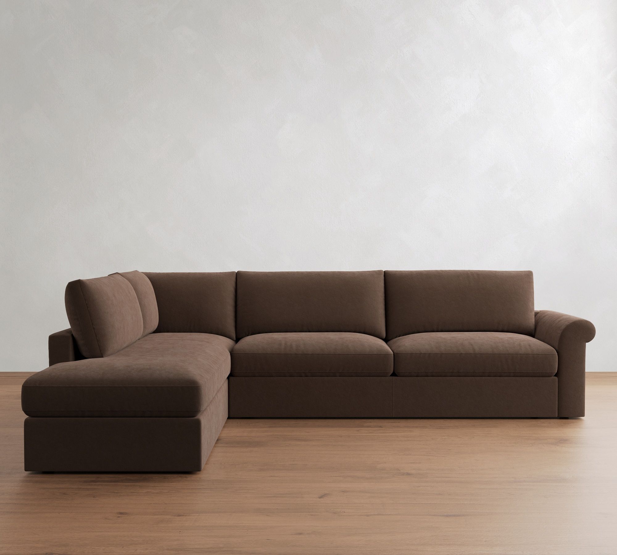 Westwood Roll Arm Leather Return Bumper Sectional (120"-132")