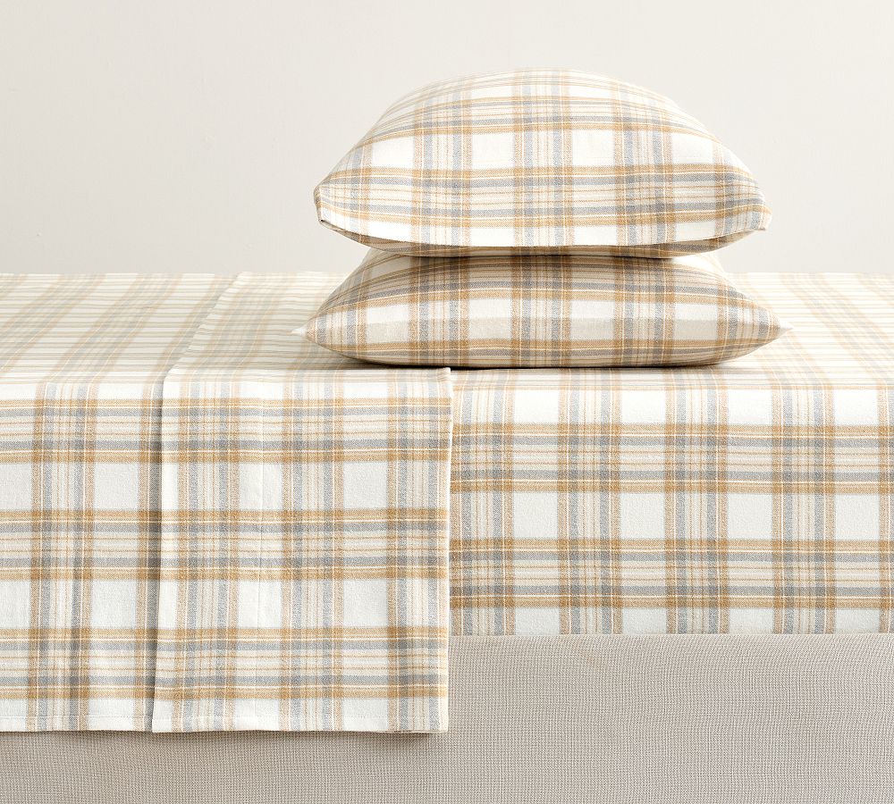 Stewart Plaid Flannel Sheet Set - Neutral Multi, Queen