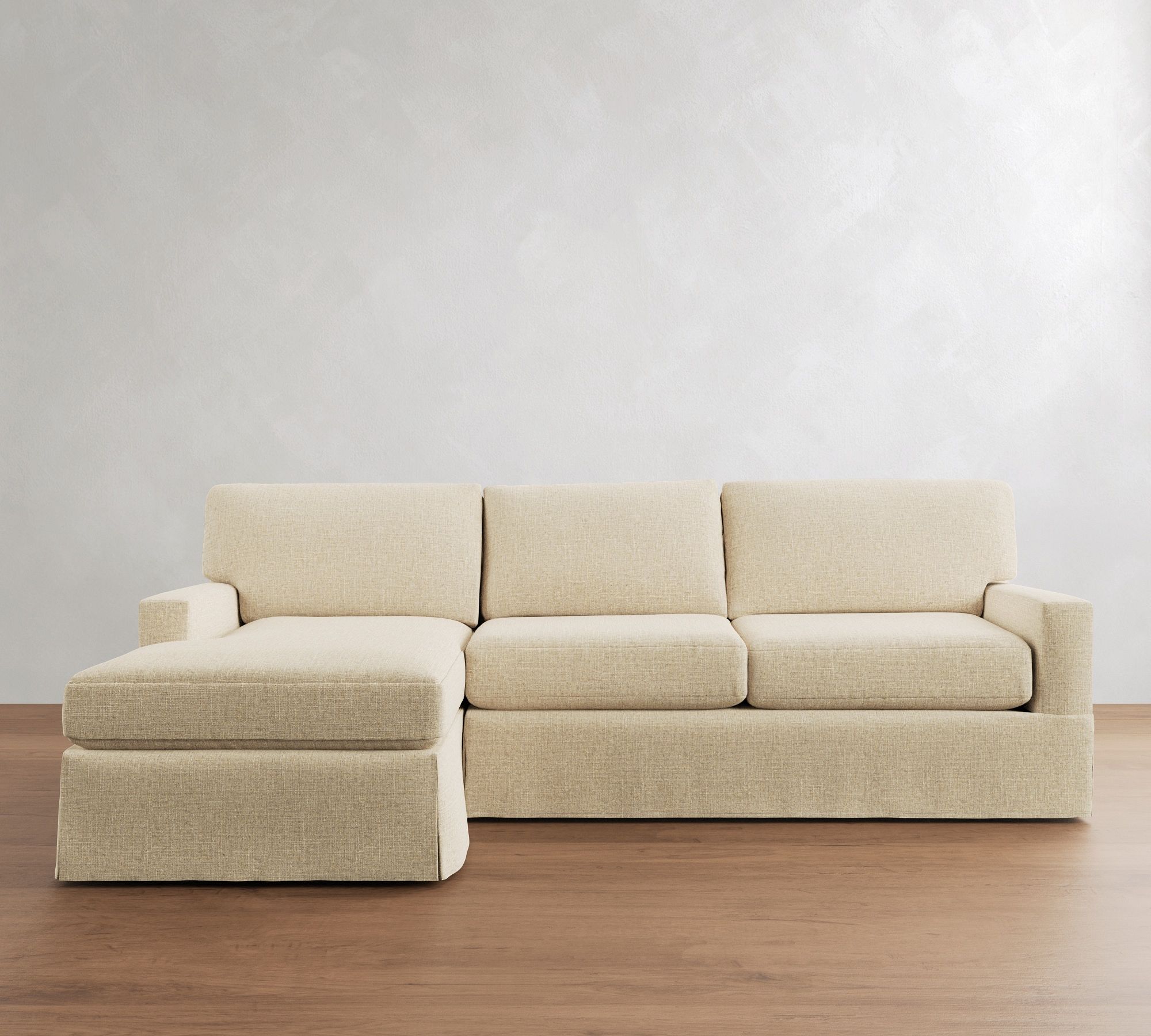 Buchanan Modern Square Arm Slipcovered Chaise Sectional (91")
