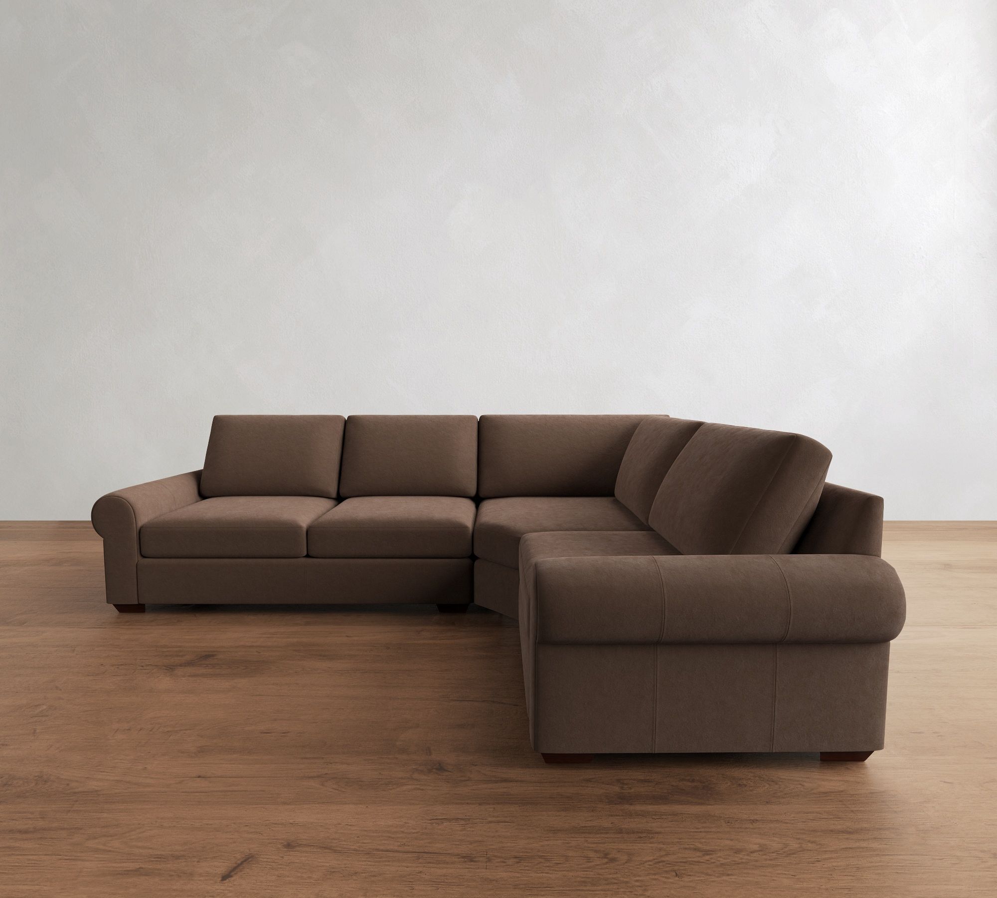 Big Sur Roll Arm Leather 3-Piece Wedge Sectional (123")