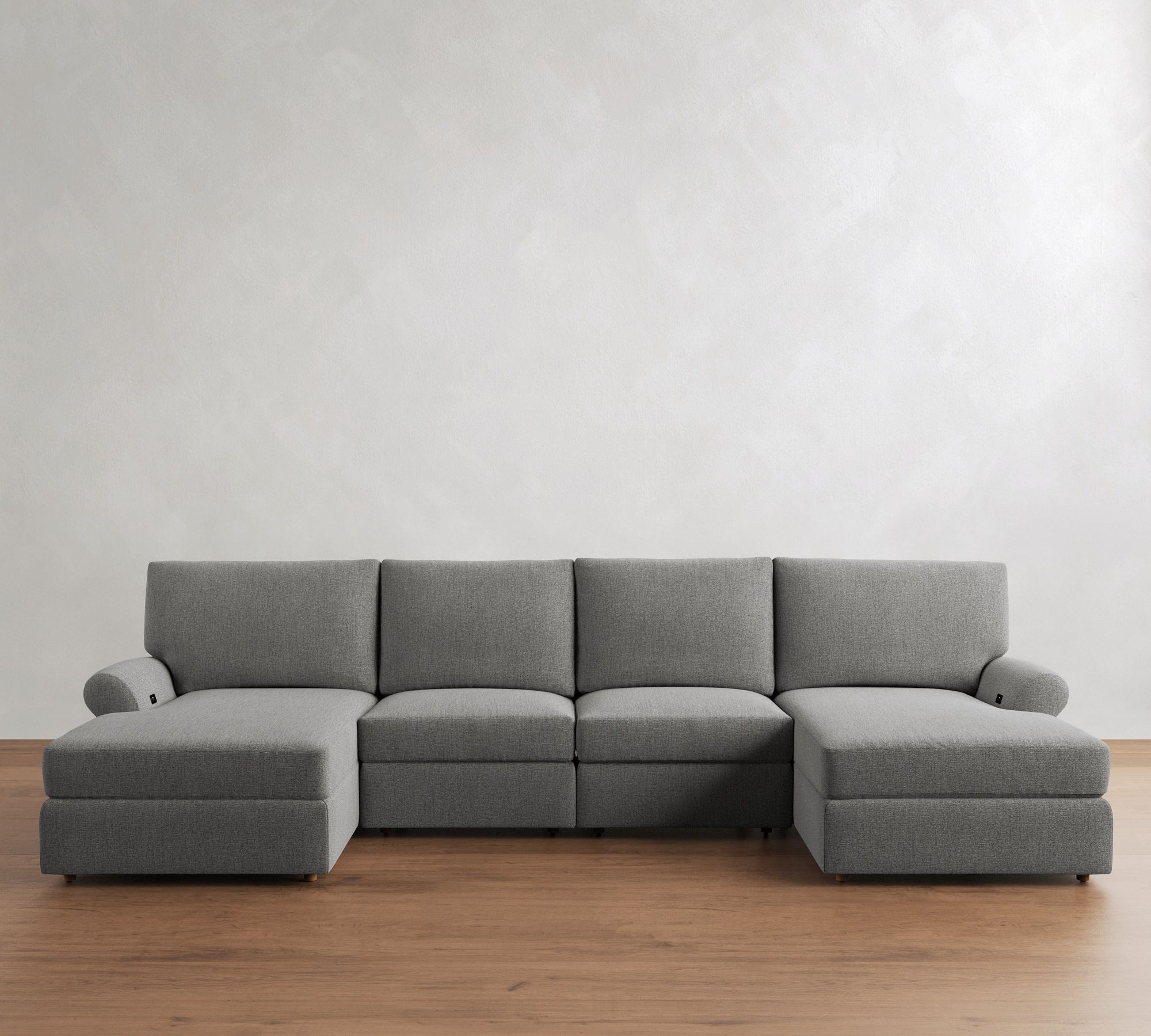 PB Comfort Modern Roll Arm Power Reclining Double Chaise Sectional (150"-178")