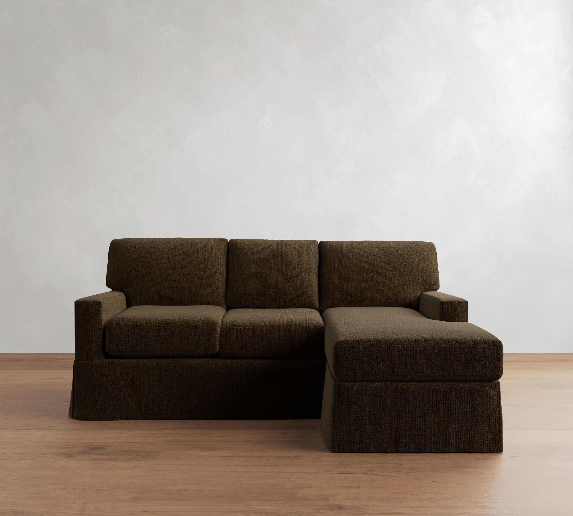Buchanan Modern Square Arm Slipcovered Reversible Chaise Sectional