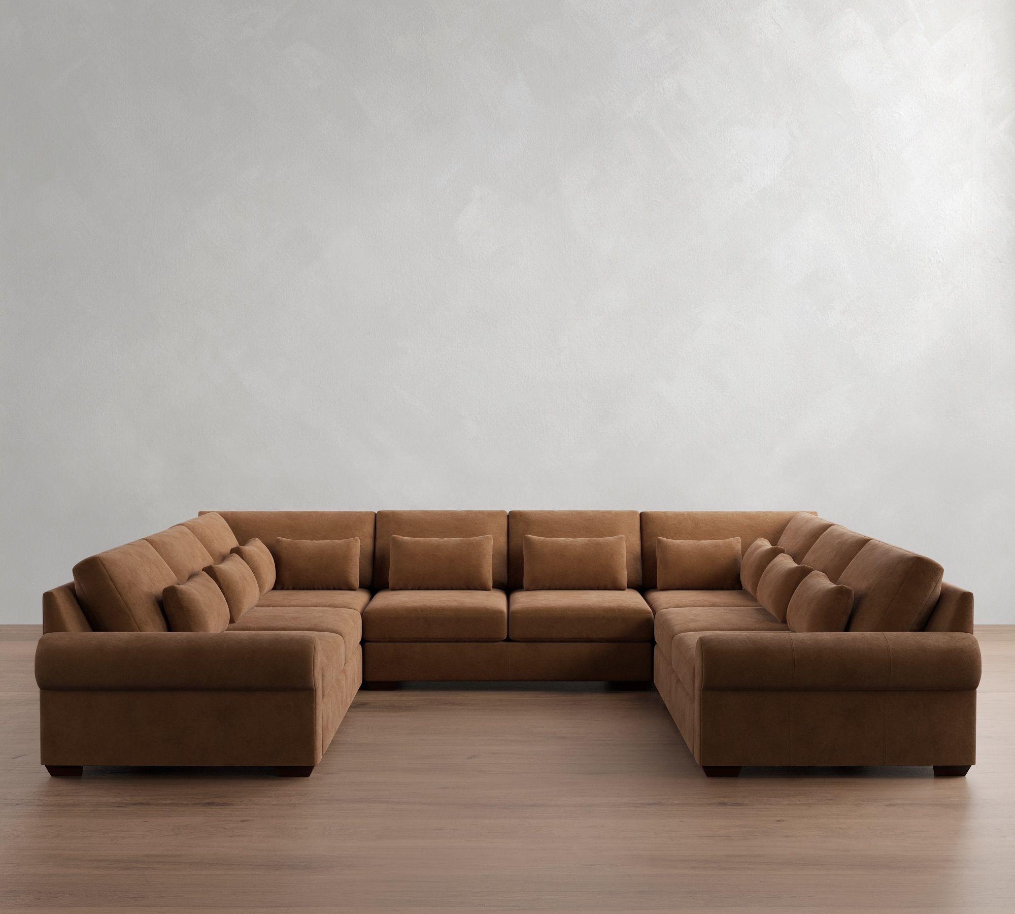 Big Sur Roll Arm Deep Seat Leather U-Shaped Sectional (159"&ndash;191")
