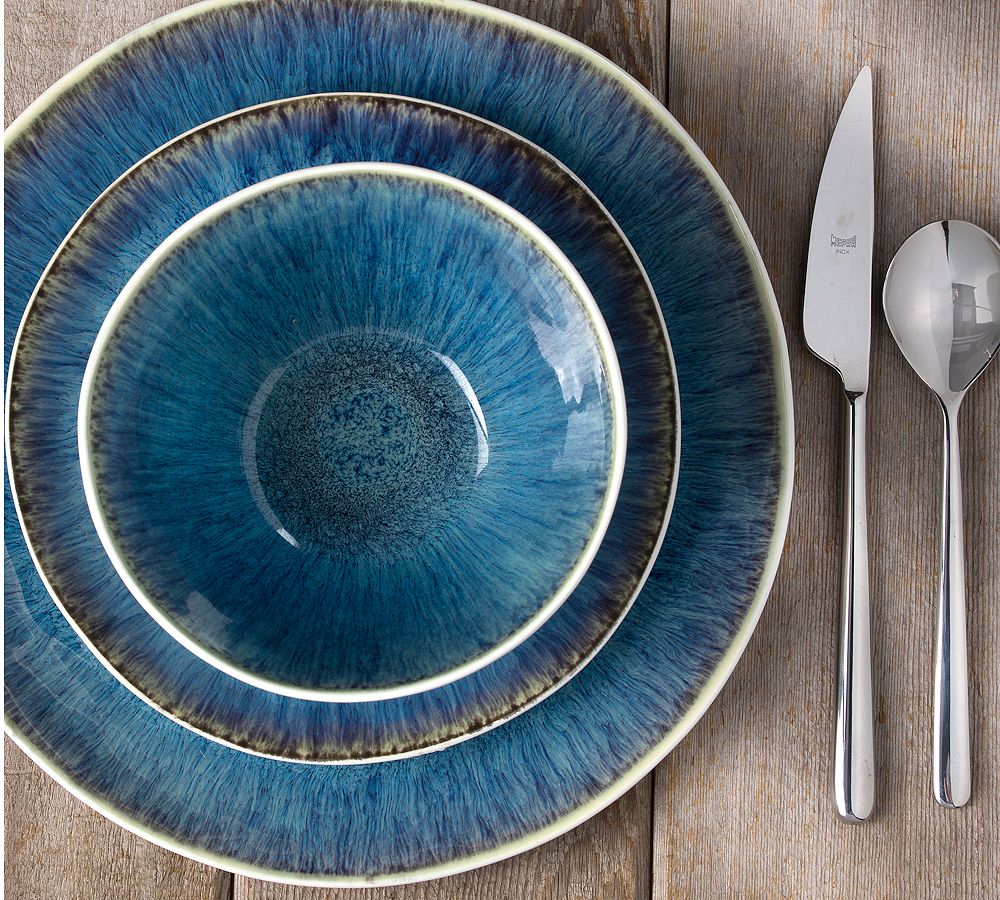 Nico Stoneware Reactive Glaze 12 -Piece Dinnerware Set - Blue