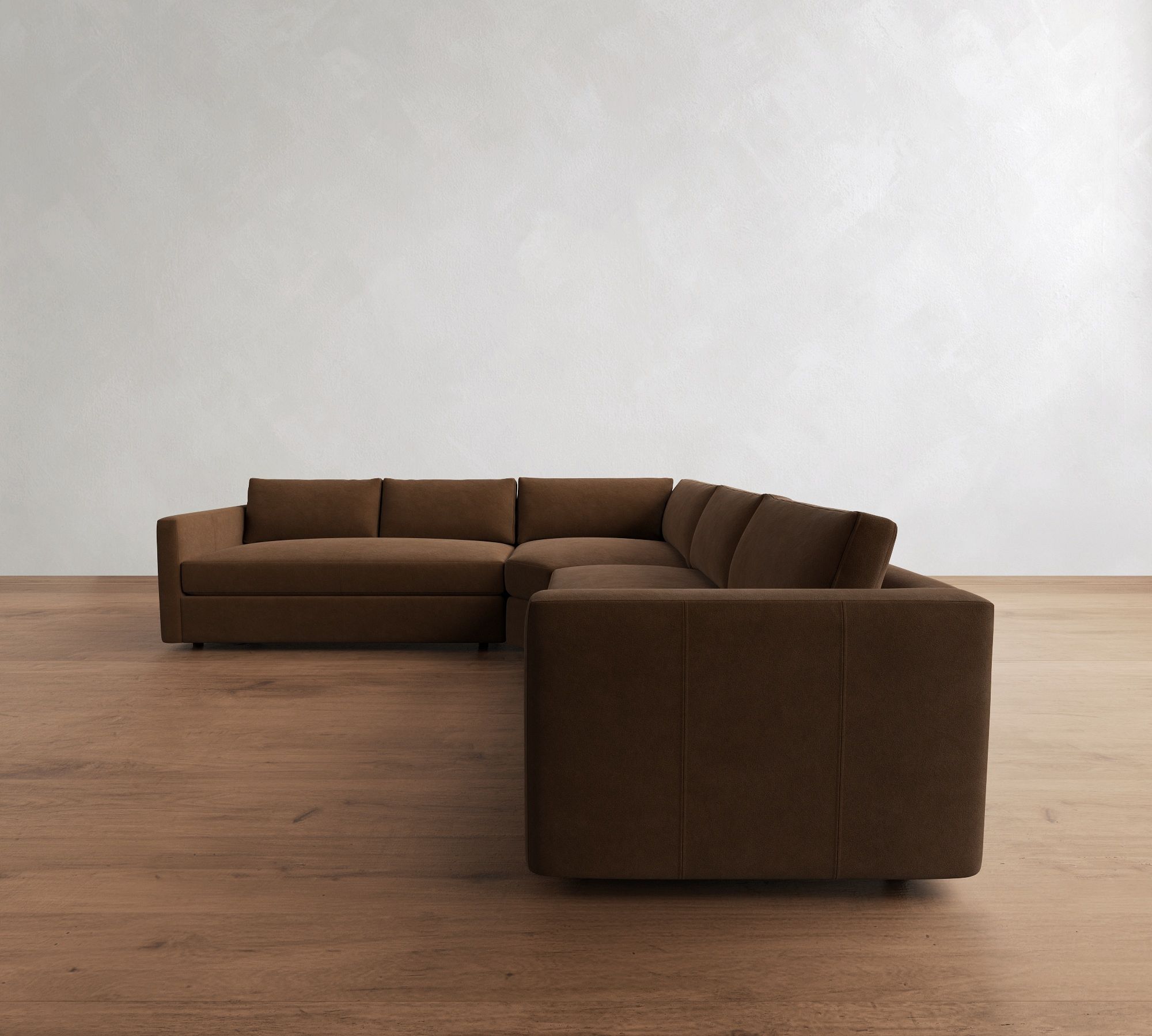 Carmel Slim Arm Leather 3-Piece L-Shaped Wedge Sectional (119")