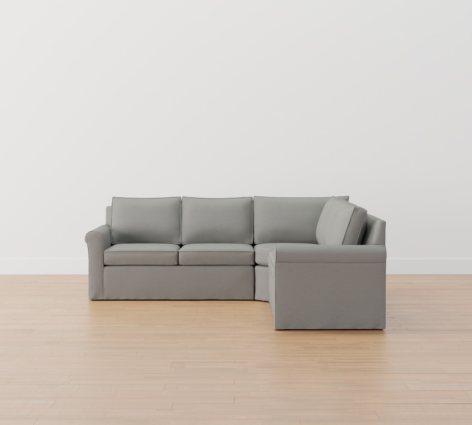 Cameron Roll Arm Slipcovered 3-Piece L-Shaped Wedge Sectional (109")