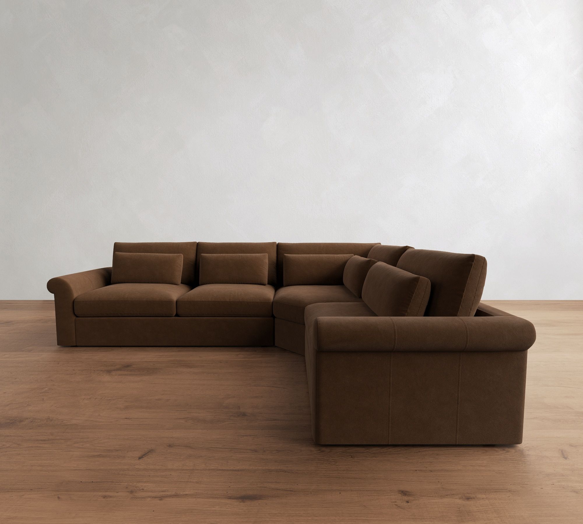 Westwood Roll Arm Deep Seat Leather 3-Piece Wedge Sectional (136") - thumbnail 4