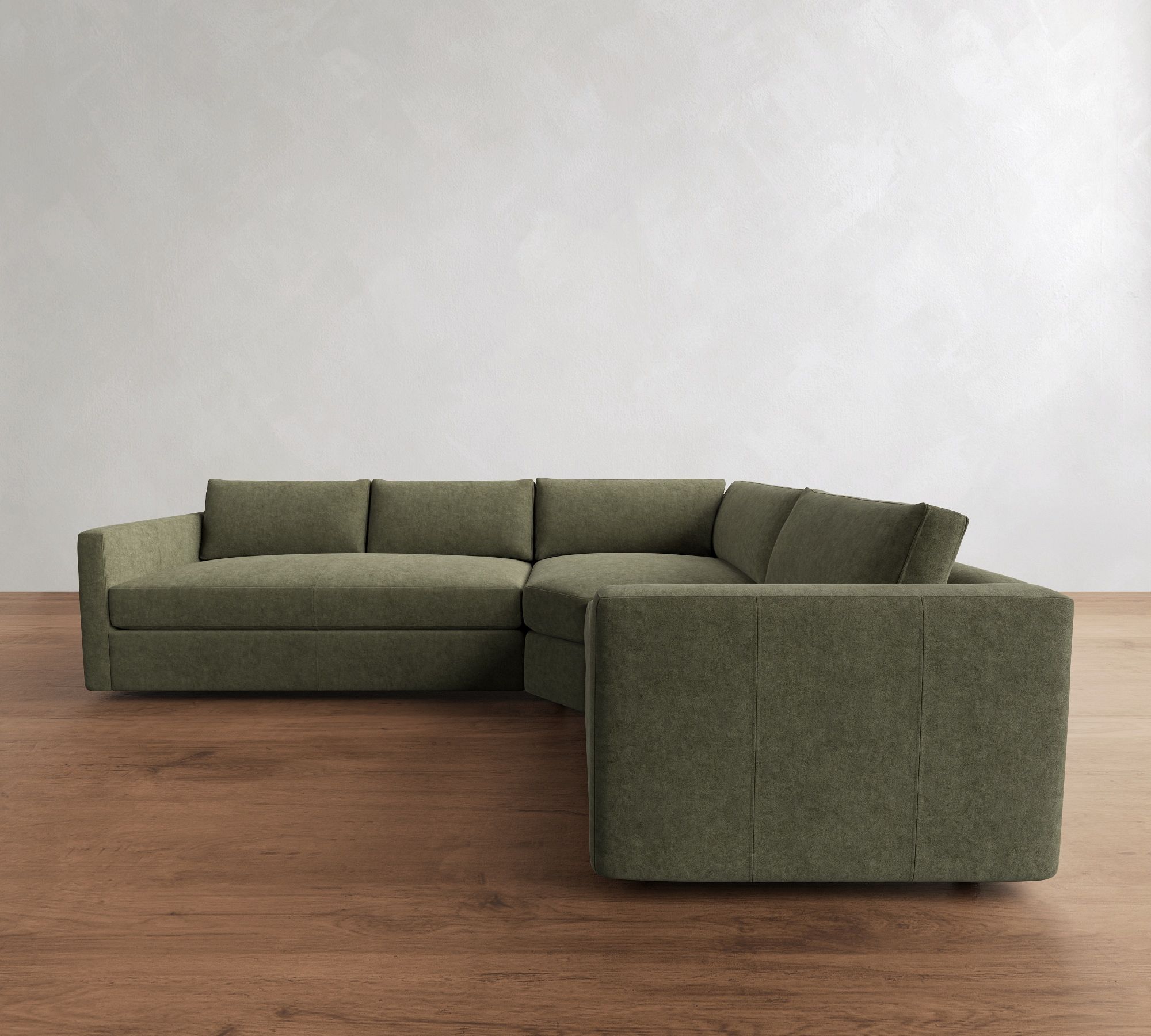 Carmel Slim Arm Leather 3-Piece Wedge Sectional (119")