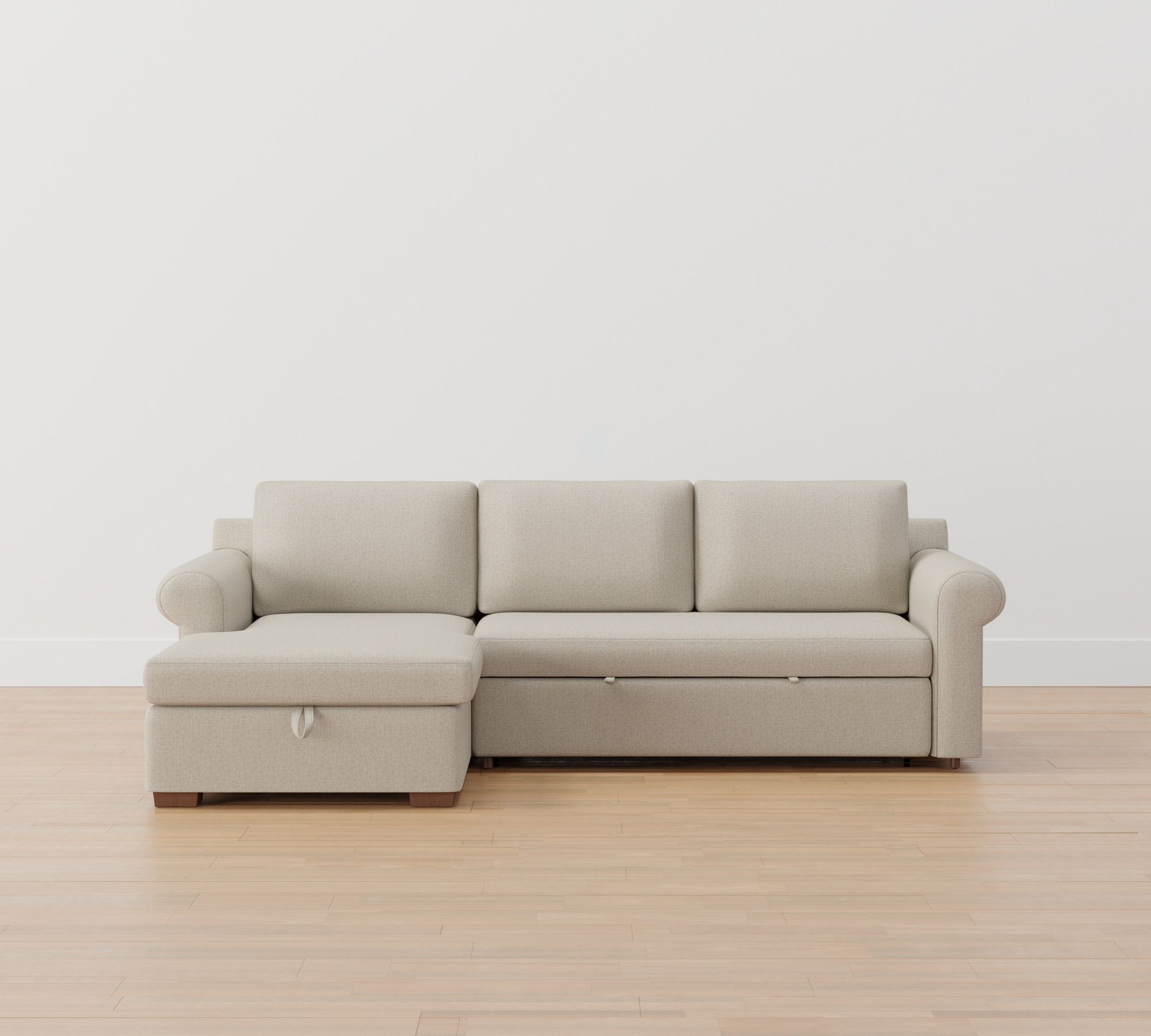 Shasta Roll Arm Trundle Chaise Sleeper Sectional (102")