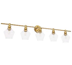 Tolari Quintuple Sconce, 47", Brass and Clear Glass