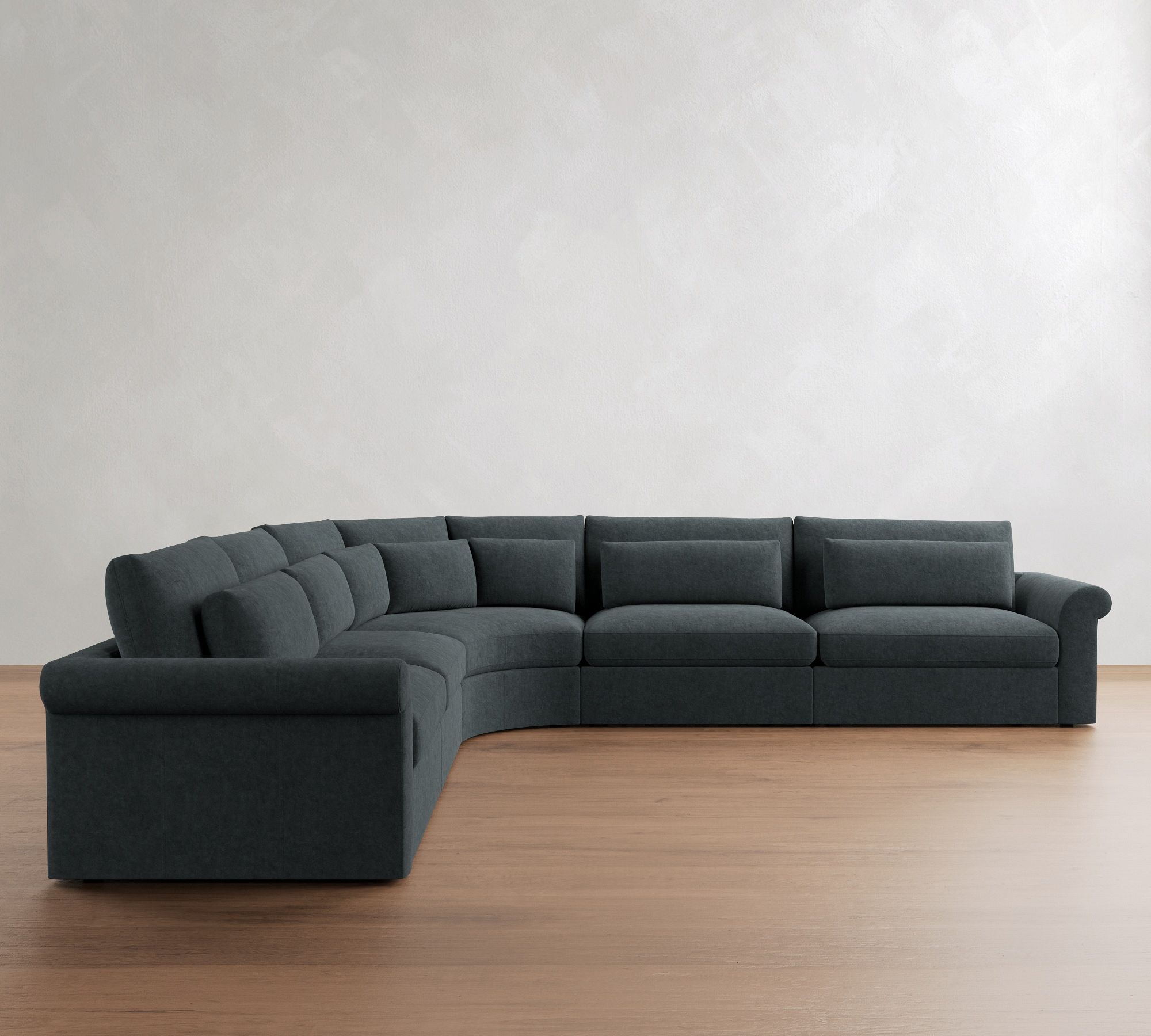 Westwood Roll Arm Deep Seat Leather 5-Piece Curved Wedge Sectional - thumbnail 3